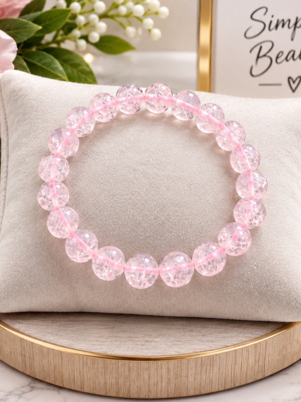 SawRose Quartz Bead Stretch Bracelet